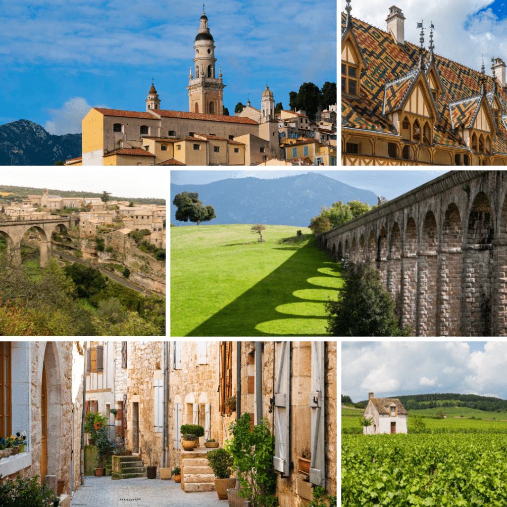 Photo collage of the best villages of France 