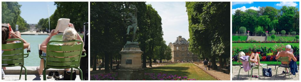 The luxembourg gardens in Paris collage of pictures 